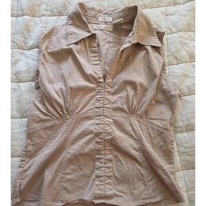 Vintage Andrew & Co Tan Corset Hook Eye Crop Tank‎ Top Vest Y2K Medium